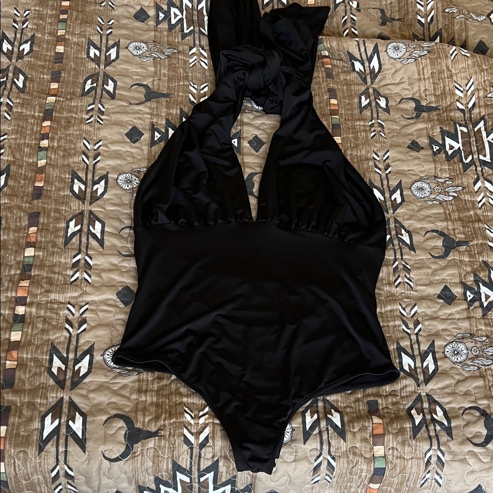 Black tie Halter bodysuit